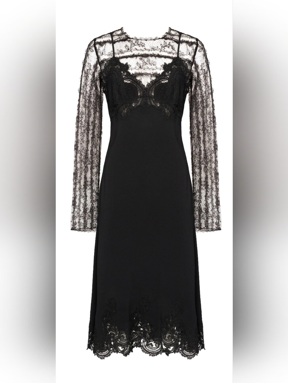 Ermanno Scervino FIRE! NWT! Cady & Lace Midi Lingerie Dress w/Tulle Top. Sz 38.